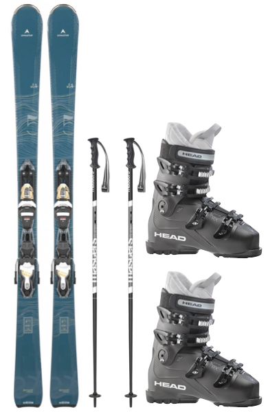Dynastar E Lite 5 + stokken  + skischoenen