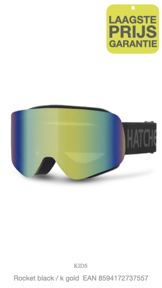 Hatchey Rocket Kinder Ski Goggles Black/K Gold – UV400 Anti-Fog Skibril voor Kinderen